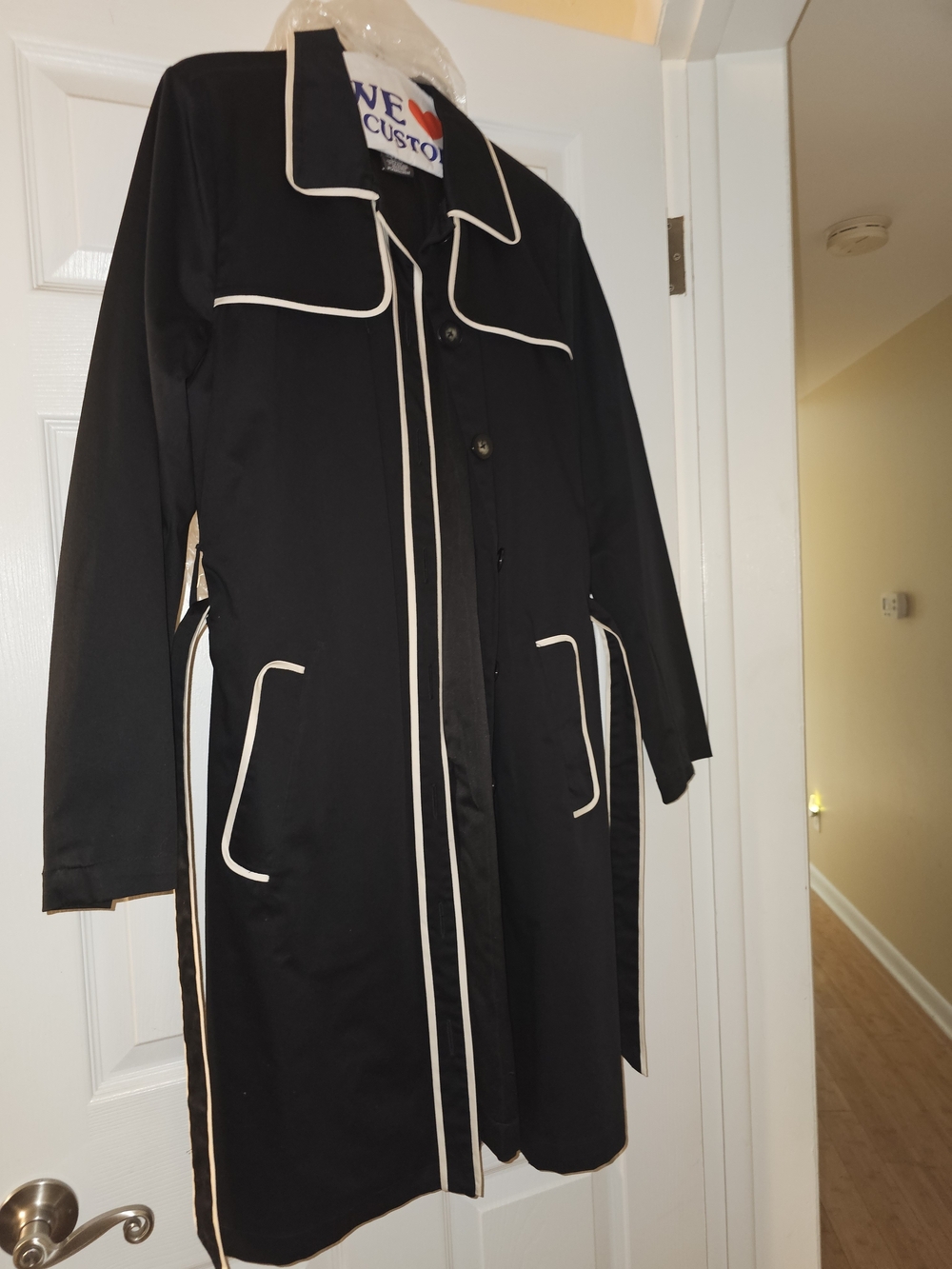 George Black Coat with Cream Trim